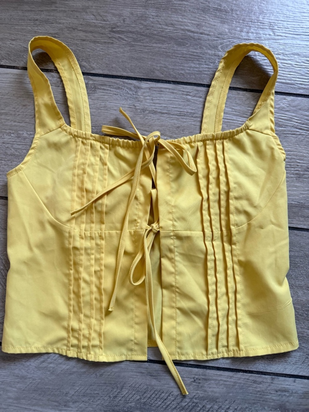 Yellow Tie-Front Women's Tank Top